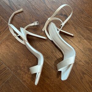 Satin Ivory Strappy Stiletto Sandals for Women